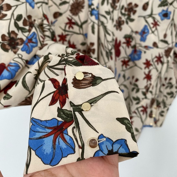 ZARA Basics Floral Print Long Sleeve Blouse - Picture 5 of 6